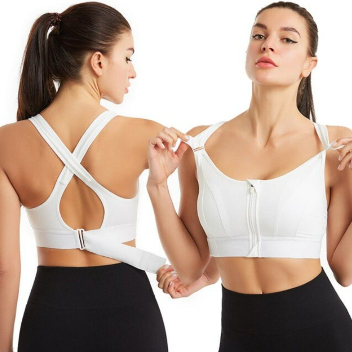 ActiveFit - High Support Women's Sports Bra with Front Zip & Crisscross Back 1