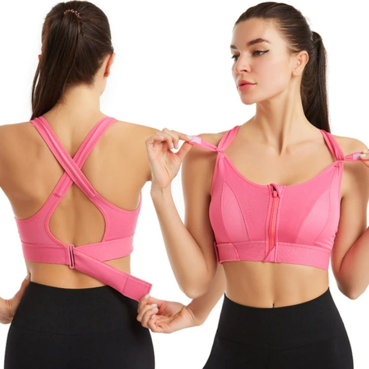 ActiveFit - High Support Women's Sports Bra with Front Zip & Crisscross Back 2