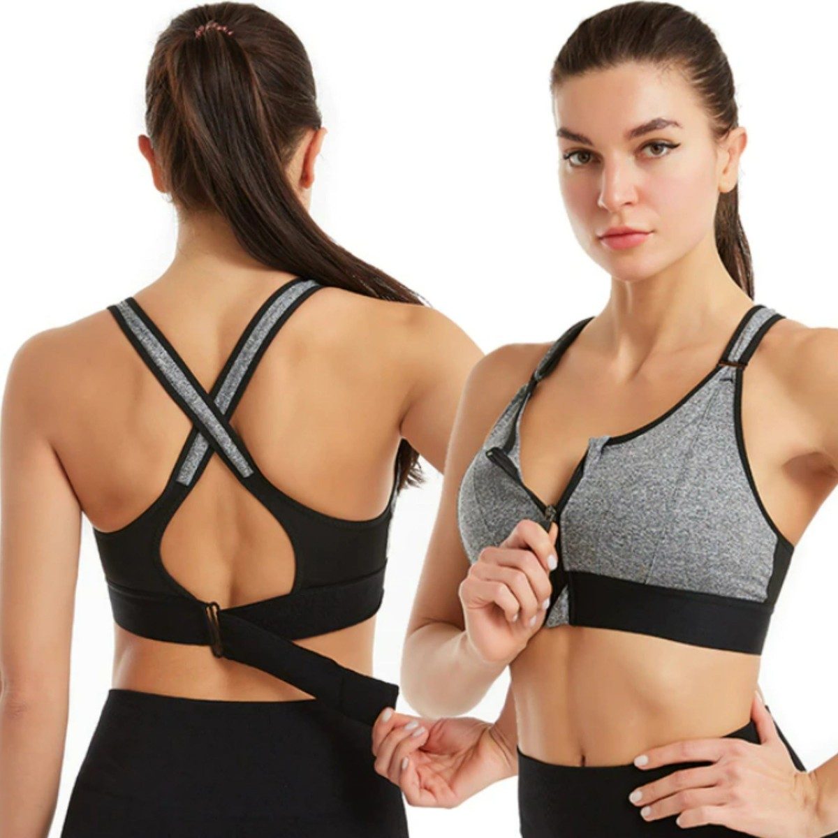 ActiveFit - High Support Women's Sports Bra with Front Zip & Crisscross Back 4