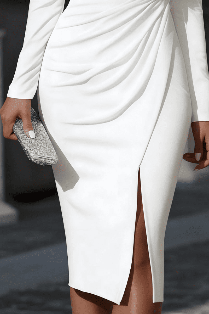 Asymmetric One Shoulder Midi Dress for Women - Elegant Formal Wedding Guest Dress 3