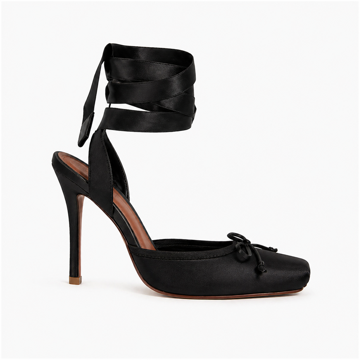 Aubrielle Satin Ballet Pumps with Stiletto Heel and Hand-Tied Bow 66