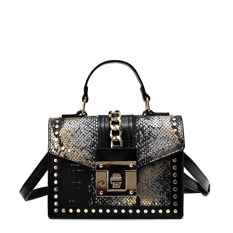 Audrey - Elegant Vegan Leather Handbag with Gold Accents for Women 9