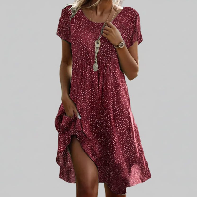 Chic Polka Dot Midi Dress - Womens Summer Dress with Gathered Waist 2
