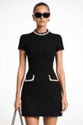Chic Women's Pearl Trim Mini Dress - Stylish Summer Dress with Pockets 0