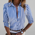 Classic Striped Shirt - Mens Relaxed Fit Blue and White Vertical Stripes 0