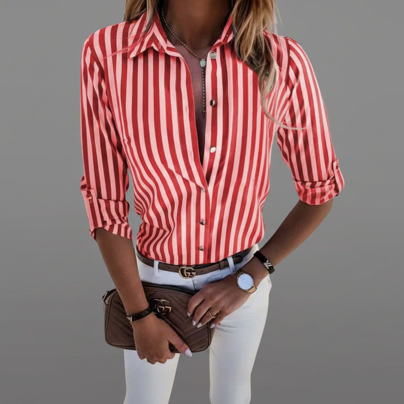 Classic Striped Shirt - Mens Relaxed Fit Blue and White Vertical Stripes 1