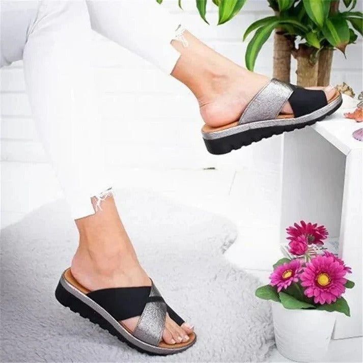 ComfortStep - Wide Toe Open Toe Summer Sandals for Women, Slip-On Design 1