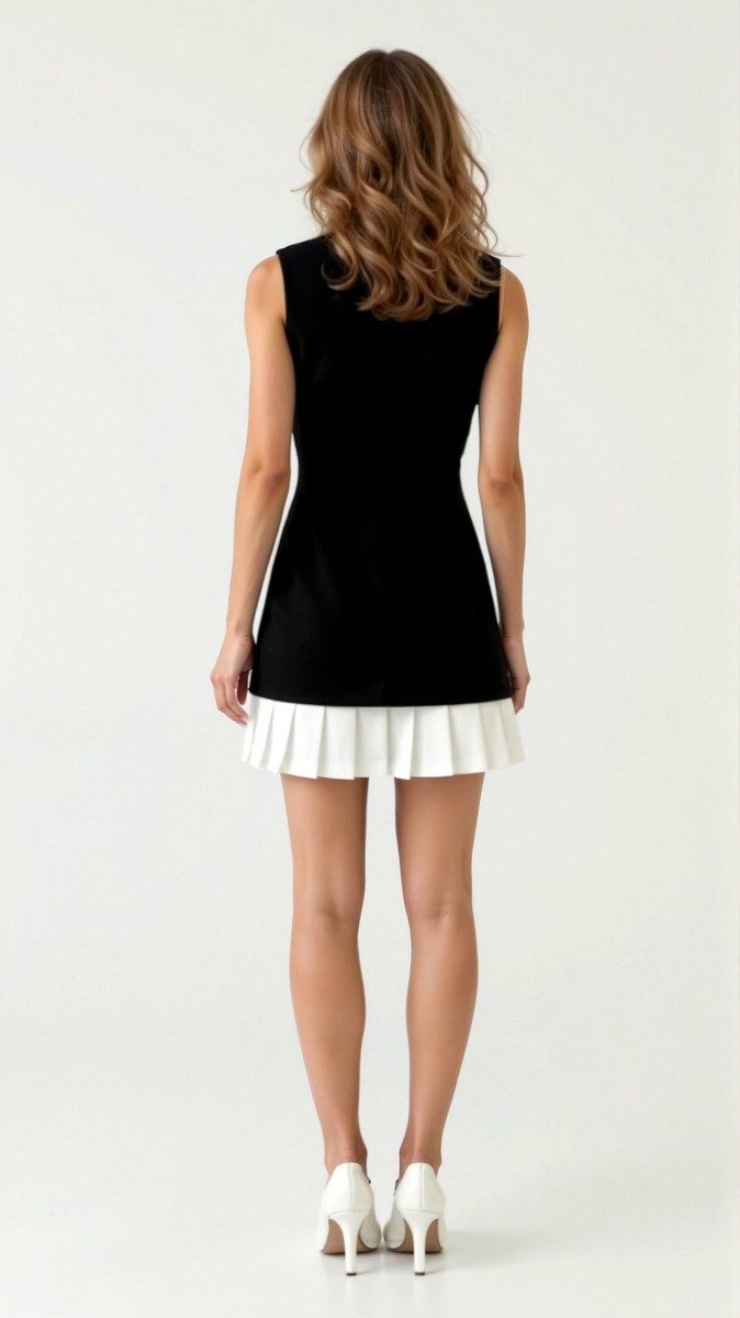 Elegant Black A-Line Mini Dress for Women with Pleated Hemline - Perfect Summer Cocktail Dress 1