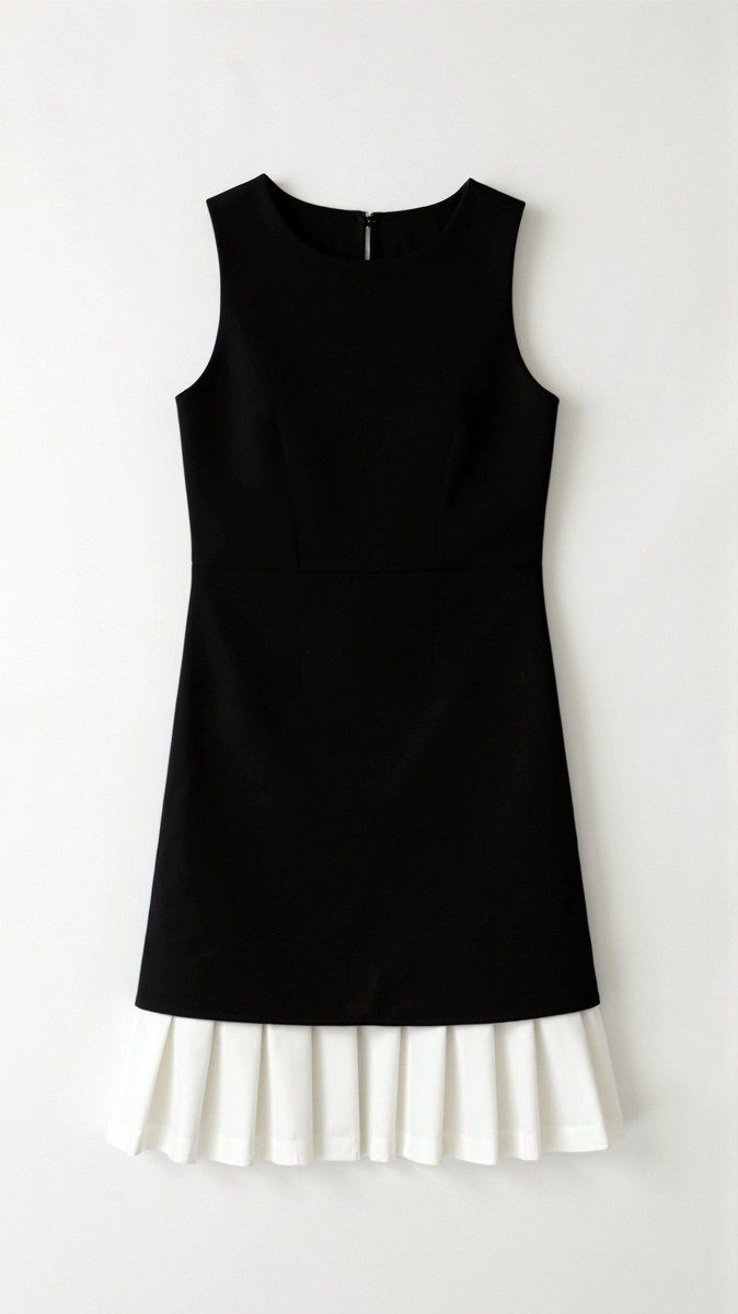 Elegant Black A-Line Mini Dress for Women with Pleated Hemline - Perfect Summer Cocktail Dress 2