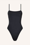 Elegant Black Square Neck One-Piece Swimsuit for Women with Adjustable Straps 0