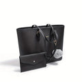 Elegant Black Women's Tote Bag - Large Capacity Shoulder Bag for Everyday Use 0