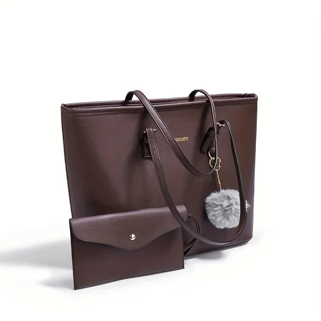 Elegant Black Women's Tote Bag - Large Capacity Shoulder Bag for Everyday Use 1