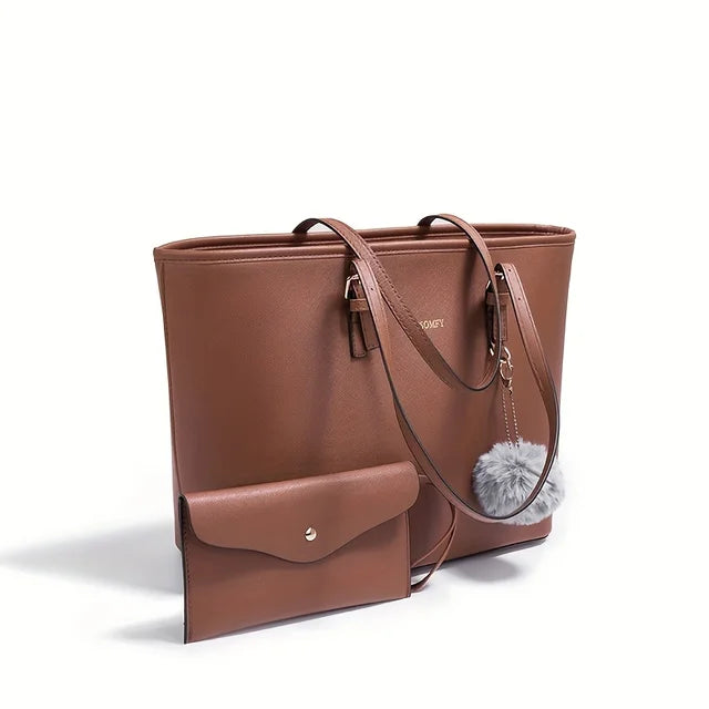 Elegant Black Women's Tote Bag - Large Capacity Shoulder Bag for Everyday Use 2