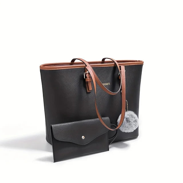 Elegant Black Women's Tote Bag - Large Capacity Shoulder Bag for Everyday Use 3