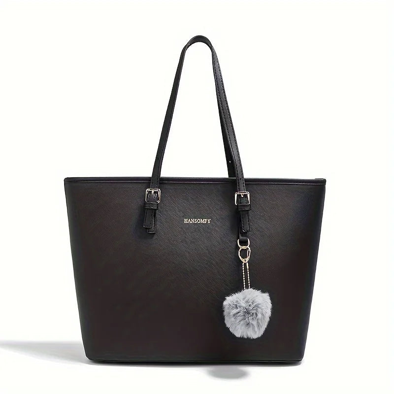 Elegant Black Women's Tote Bag - Large Capacity Shoulder Bag for Everyday Use 5