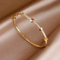 Elegant Diamond Bangle Bracelet with Hexnut Design in Gold & Silver 0
