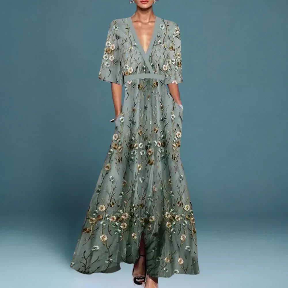 Elegant Floral Maxi Dress - Womens Summer Wedding Guest Dresses 0