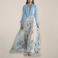 Elegant Floral Maxi Dress for Women - V-Neck Summer Wedding Guest Dress 0