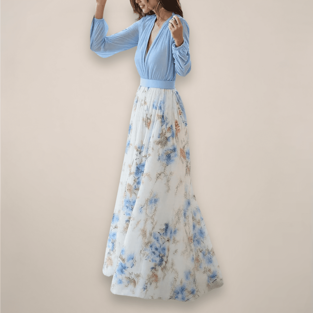 Elegant Floral Maxi Dress for Women - V-Neck Summer Wedding Guest Dress 1