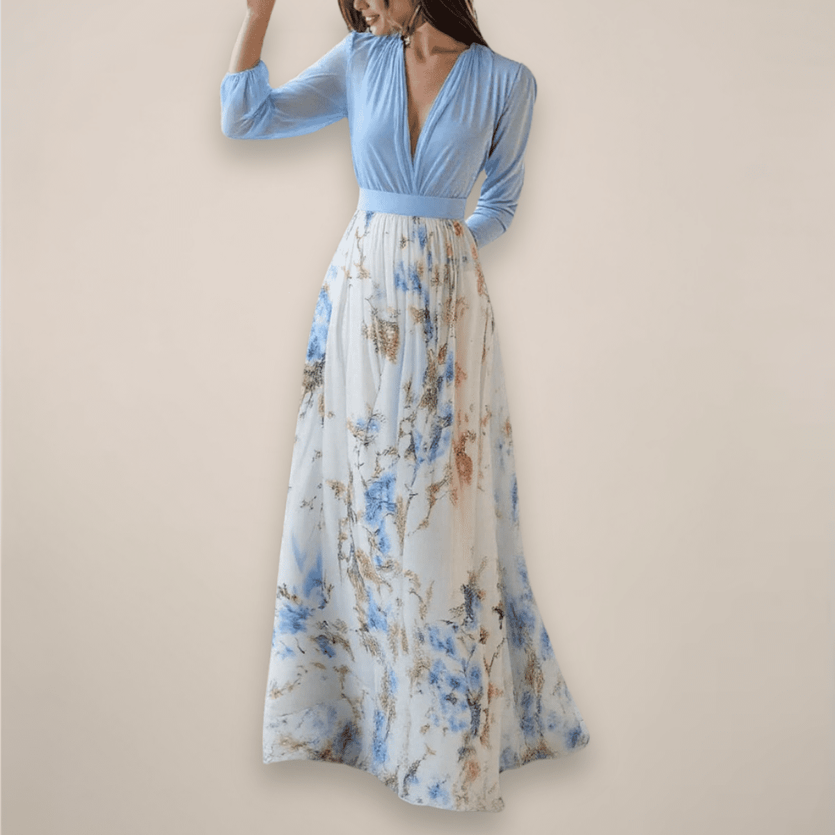 Elegant Floral Maxi Dress for Women - V-Neck Summer Wedding Guest Dress 2