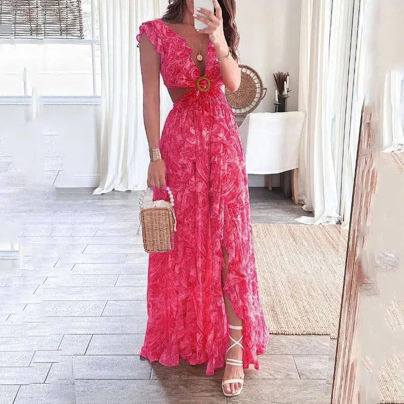 Elegant Floral Ruffle Maxi Dress for Women - Chic Summer Wedding Guest Dress 2