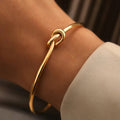 Elegant Gold and Silver Cuff Bracelet for Women - Classic Knot Design 0