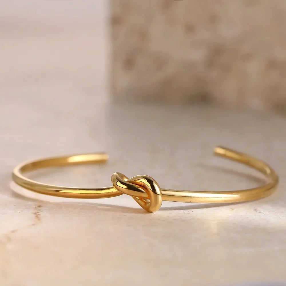 Elegant Gold and Silver Cuff Bracelet for Women - Classic Knot Design 4