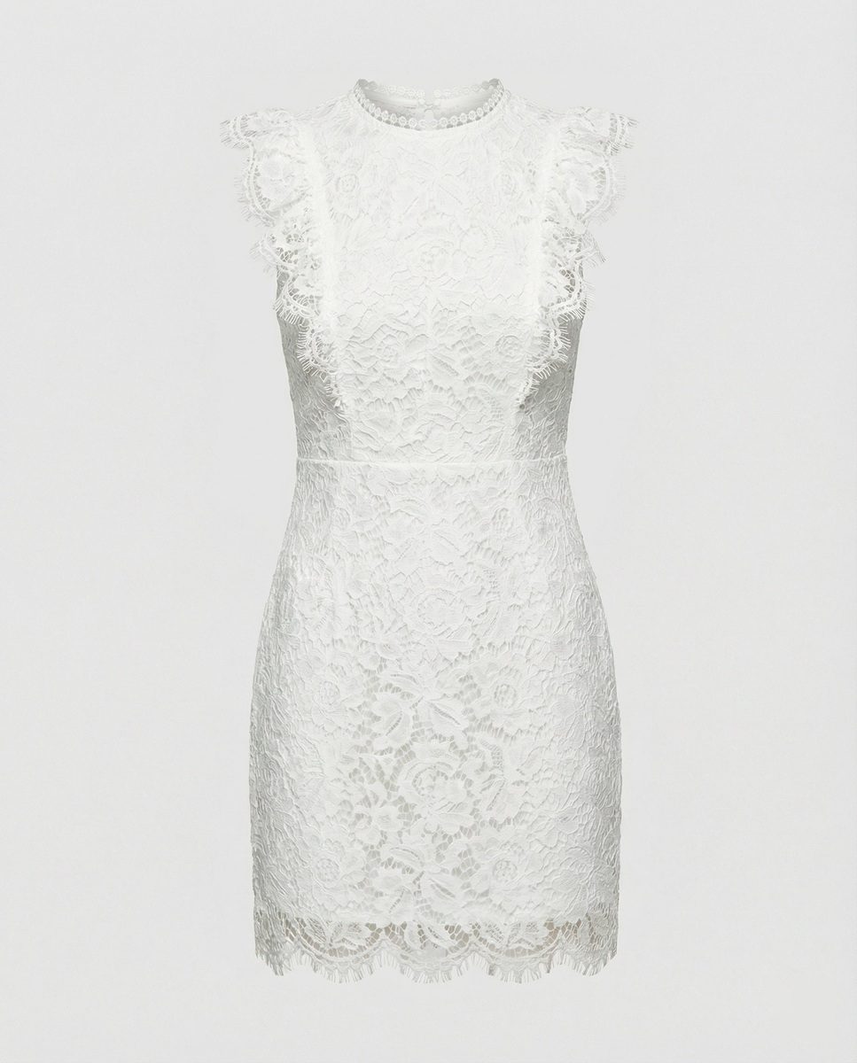 Elegant Lace Cocktail Dress with High Neck & Scalloped Hem for Formal Events 3