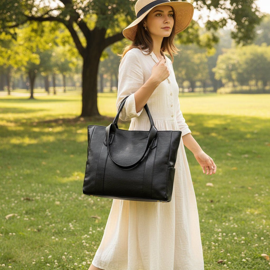 Elegant Leather Shoulder Bag for Women - Retro Design with Smooth Finish 1