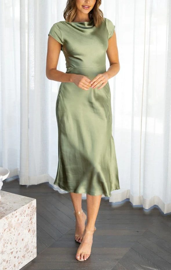 Elegant Midi Slip Dress for Women - Minimalist Summer Cocktail Dress 3