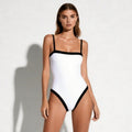 Elegant One-Piece Swimsuit for Women - White with Black Trim, UPF 50+ Sun Protection 0