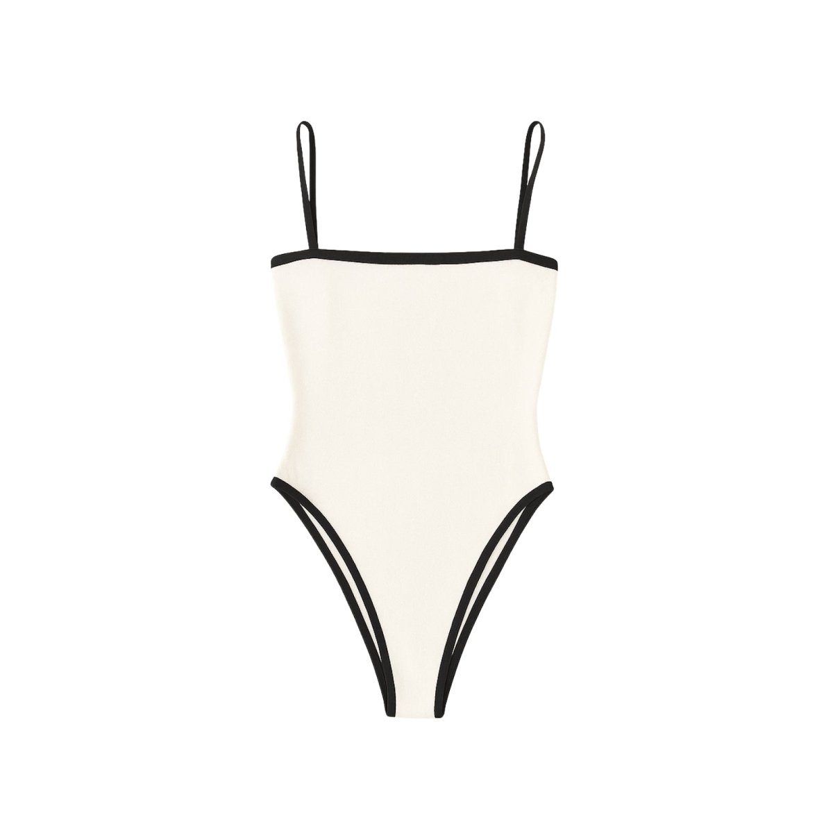 Elegant One-Piece Swimsuit for Women - White with Black Trim, UPF 50+ Sun Protection 3