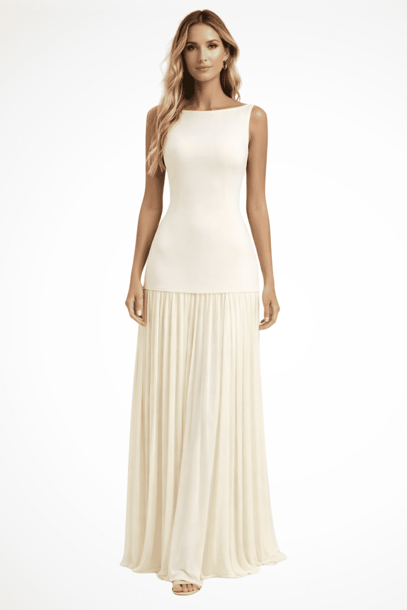 Elegant Pleated Sleeveless Maxi Dress for Women - Formal Summer Dresses 1