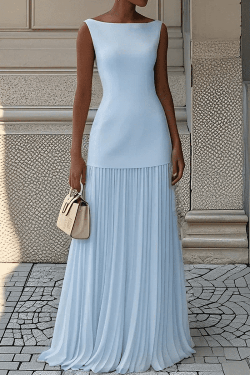 Elegant Pleated Sleeveless Maxi Dress for Women - Formal Summer Dresses 8