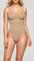 Elegant Seamless Shapewear Bodysuit with V-Notch Neckline & Targeted Support 0