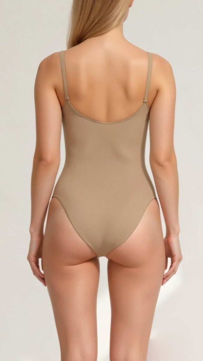 Elegant Seamless Shapewear Bodysuit with V-Notch Neckline & Targeted Support 1
