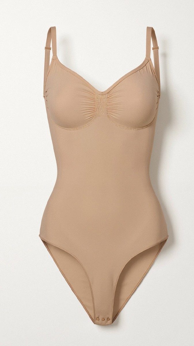 Elegant Seamless Shapewear Bodysuit with V-Notch Neckline & Targeted Support 2