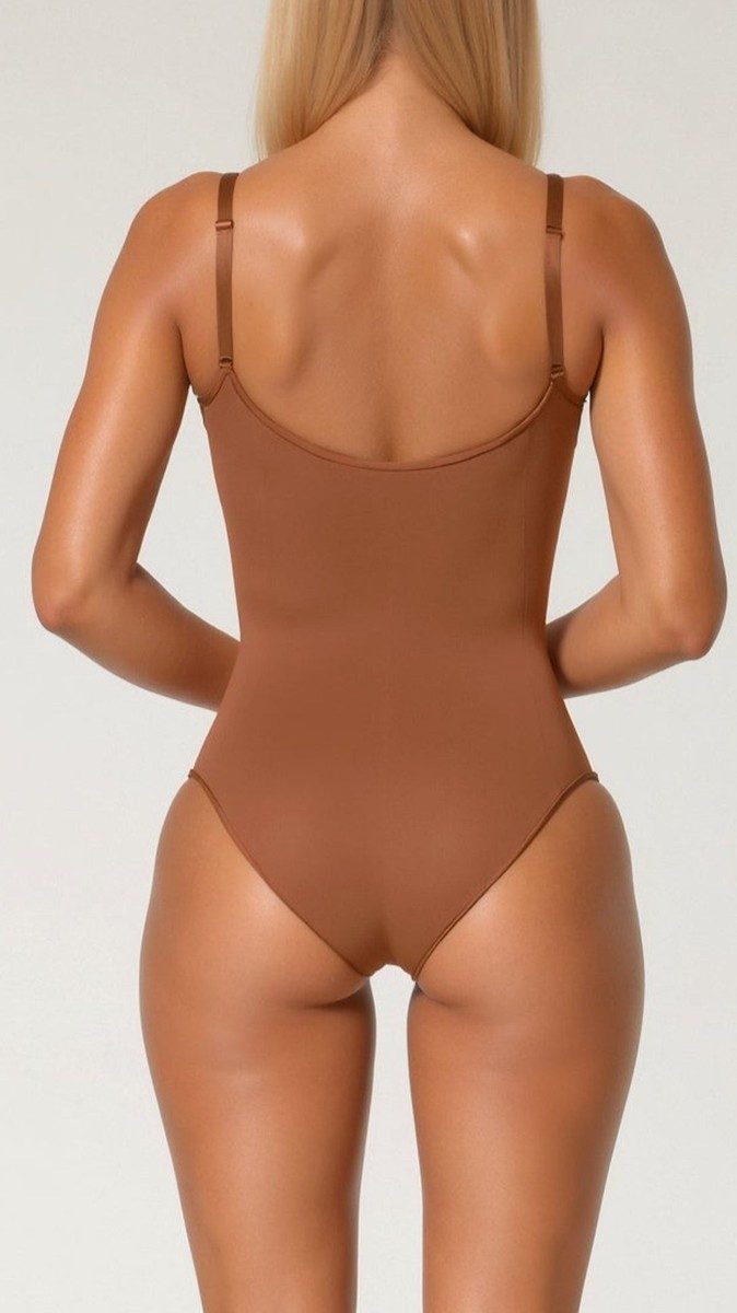 Elegant Seamless Shapewear Bodysuit with V-Notch Neckline & Targeted Support 4