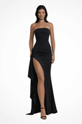 Elegant Strapless Maxi Dress for Women with High Side Slit - Perfect for Summer and Cocktail Events 0
