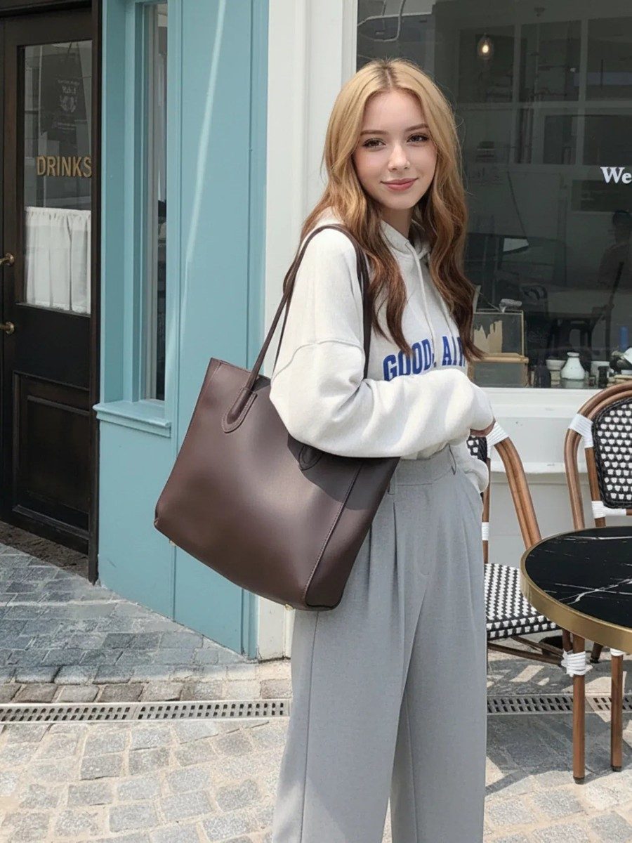 Elegant Structured Vegan Leather Tote Bag for Modern Professionals 7