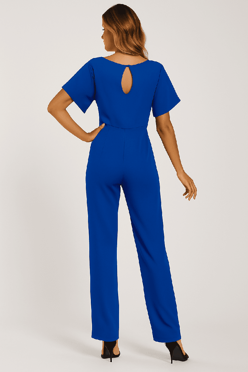Elegant Tie Belt Jumpsuit Set for Women - Adjustable Belt, Flowing Fabric 7