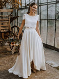 Elegant Two-Piece Bridal Gown - Lace Top & Flowing Maxi Skirt for Weddings 0