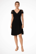Elegant V-Neck Lace Sleeve Midi Dress for Women - Lightweight Summer Dress 0
