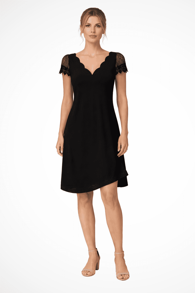 Elegant V-Neck Lace Sleeve Midi Dress for Women - Lightweight Summer Dress 0