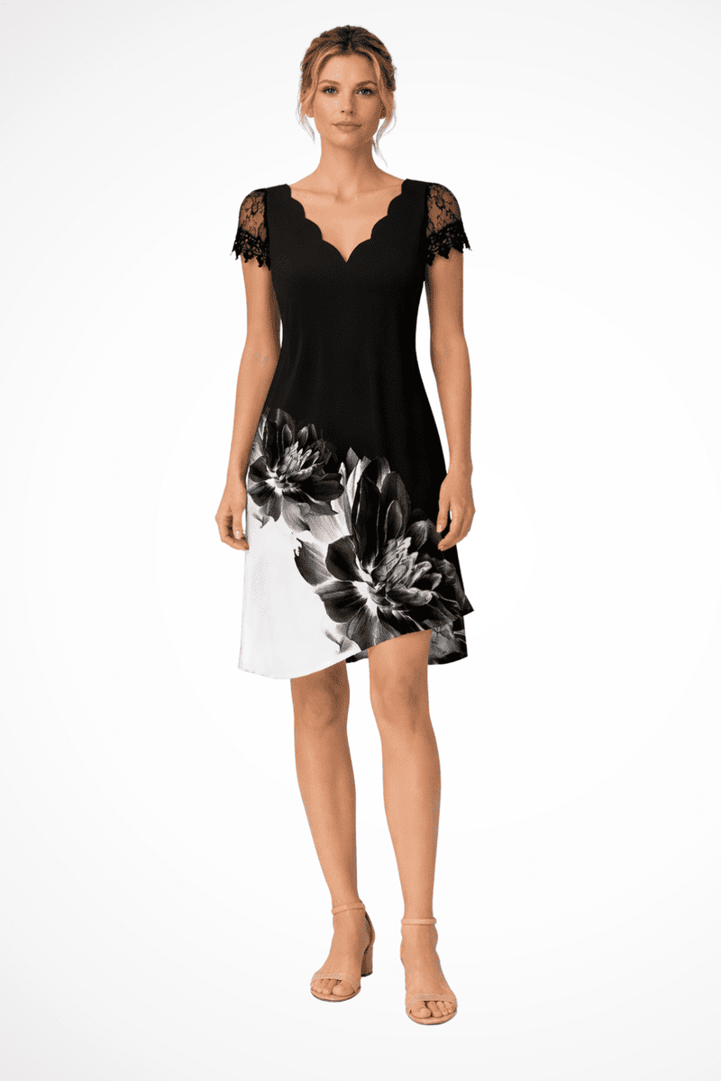 Elegant V-Neck Lace Sleeve Midi Dress for Women - Lightweight Summer Dress 2