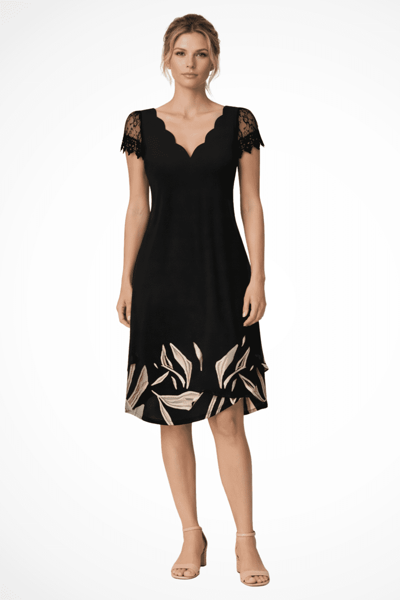 Elegant V-Neck Lace Sleeve Midi Dress for Women - Lightweight Summer Dress 4