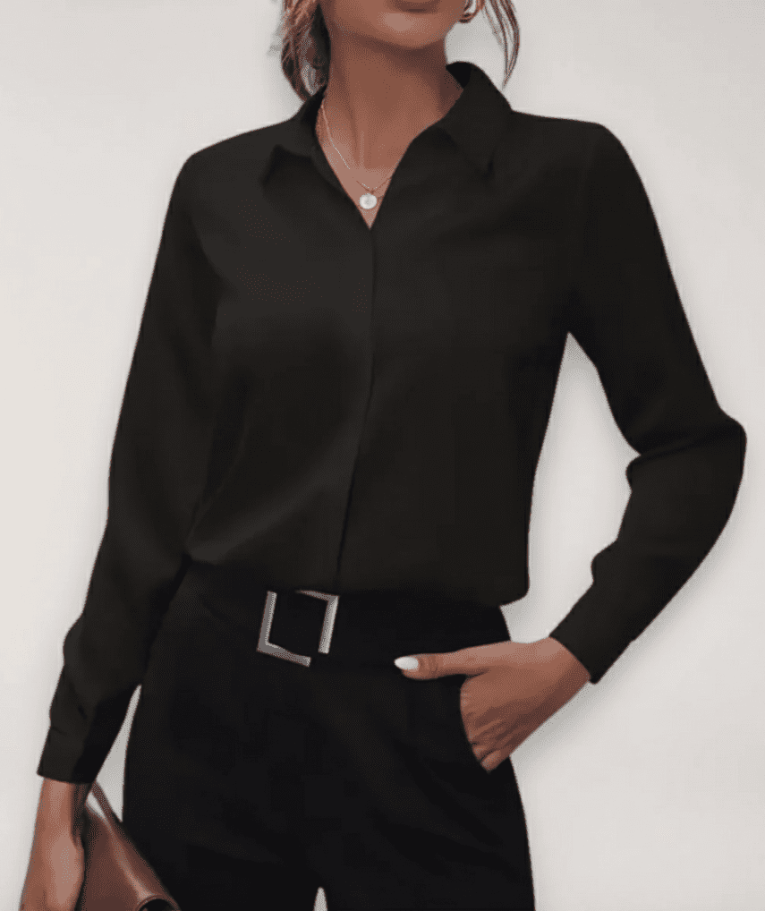 Elegant White Women's Blouse - Tailored Button-Up Shirt for Versatile Wear 0