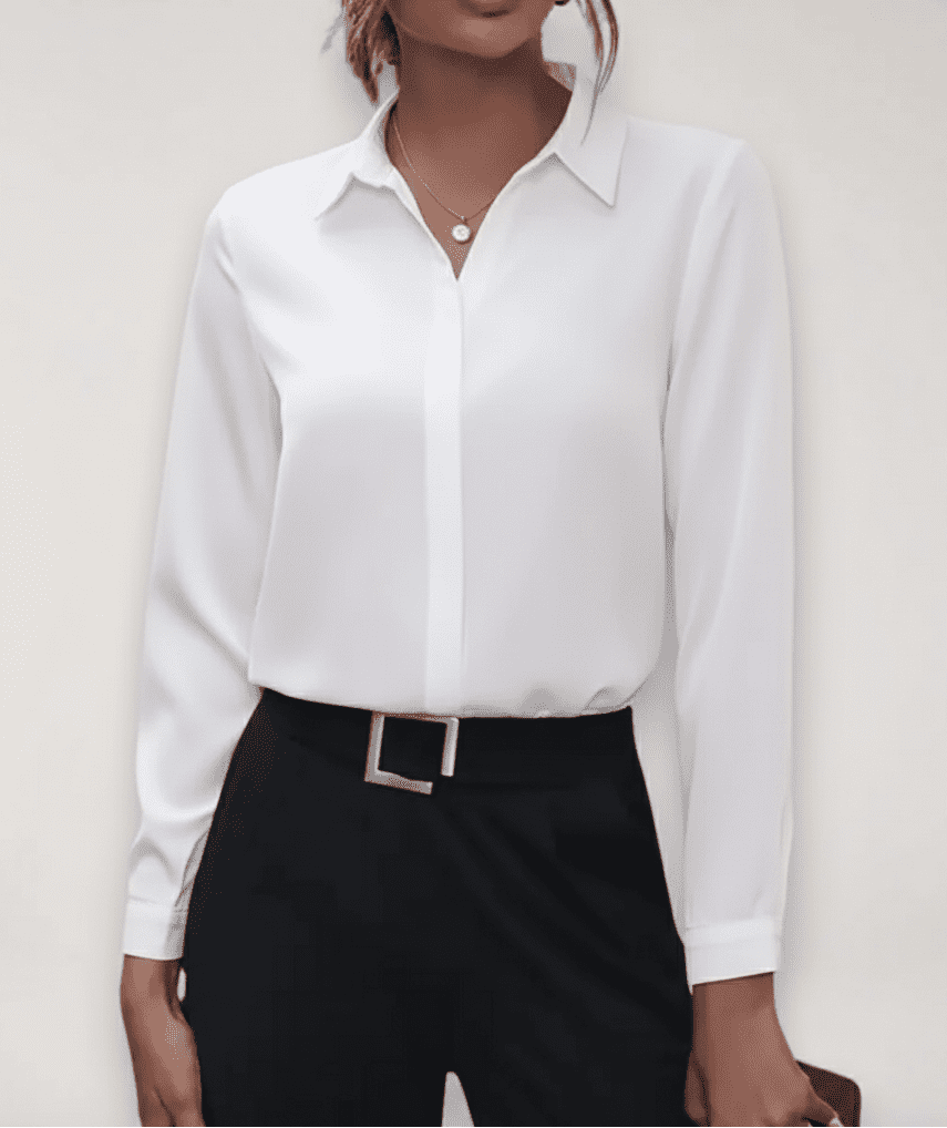Elegant White Women's Blouse - Tailored Button-Up Shirt for Versatile Wear 1