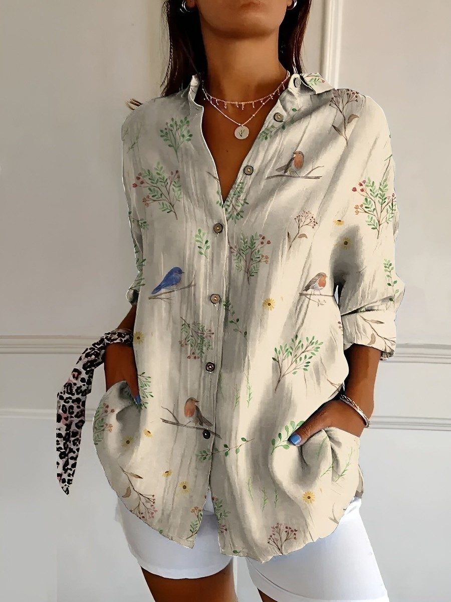 Elegant White Women's Long Sleeve Blouse in Breathable Cotton with Button Closure 5