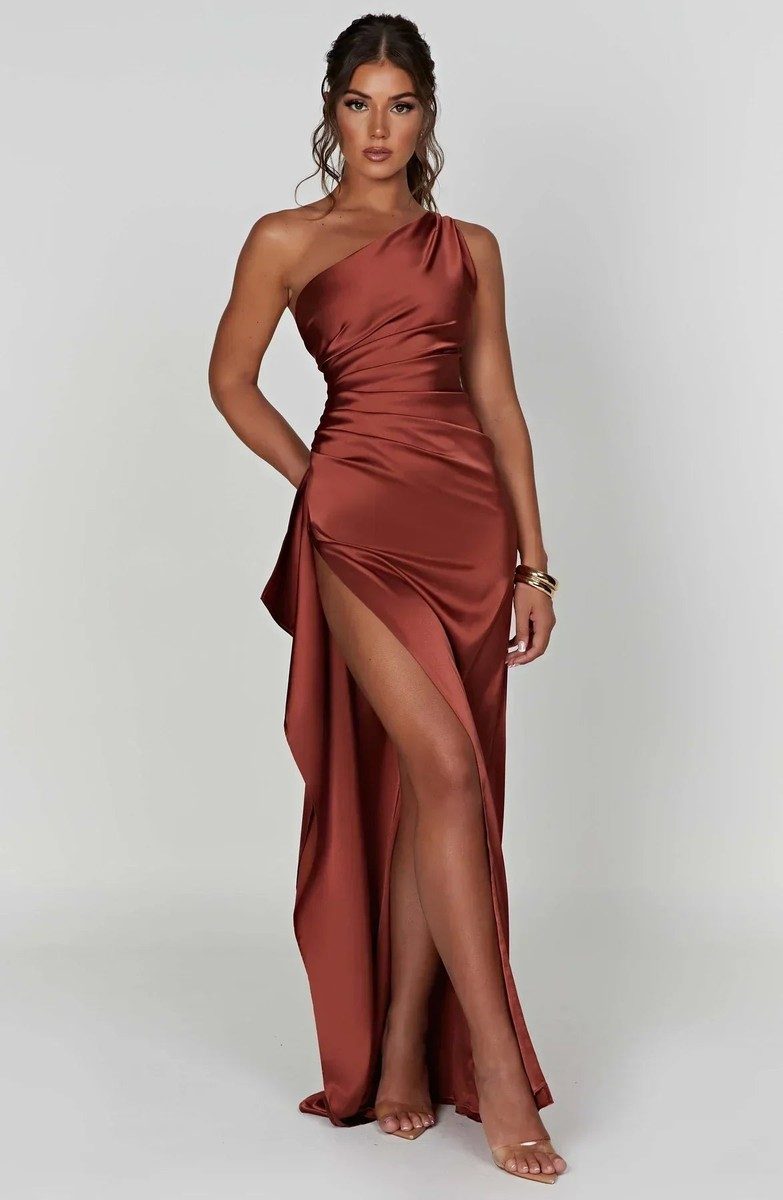 Elegant Women's Asymmetric Maxi Dress with High Split for Cocktail & Formal Events 10